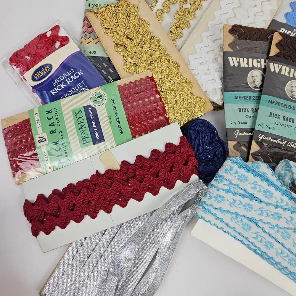 VTG lot ric rac bias tapes ribbons piping sewing trims costumes